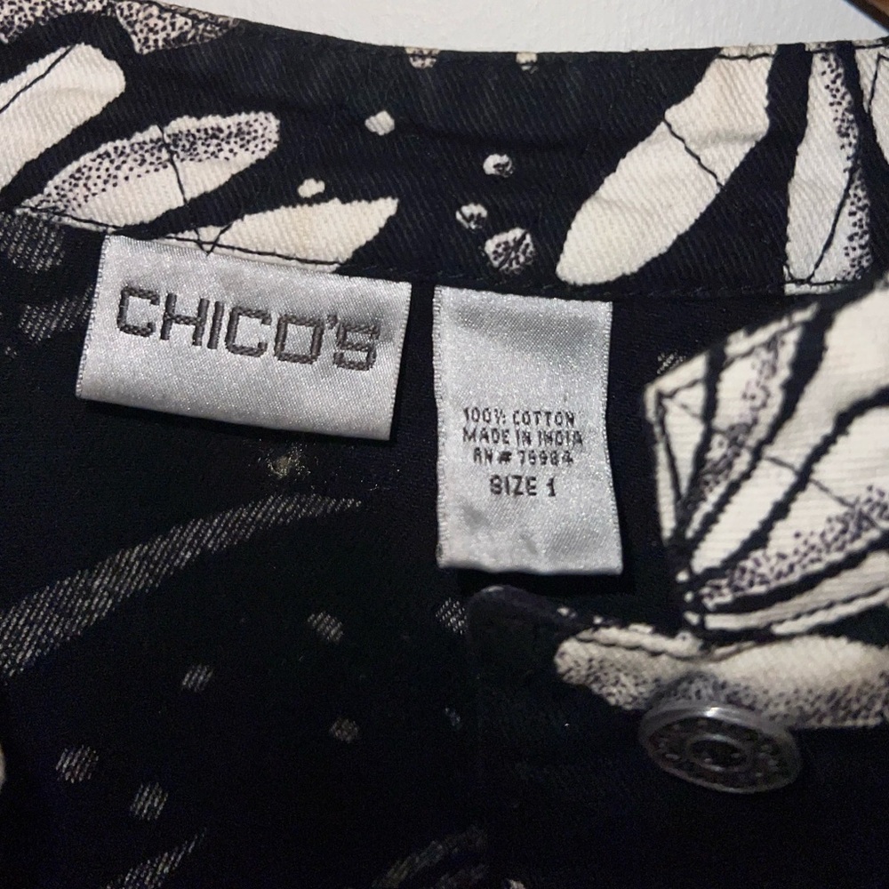 Chico’s Button Down Mixed Print Patchwork Floral … - image 3